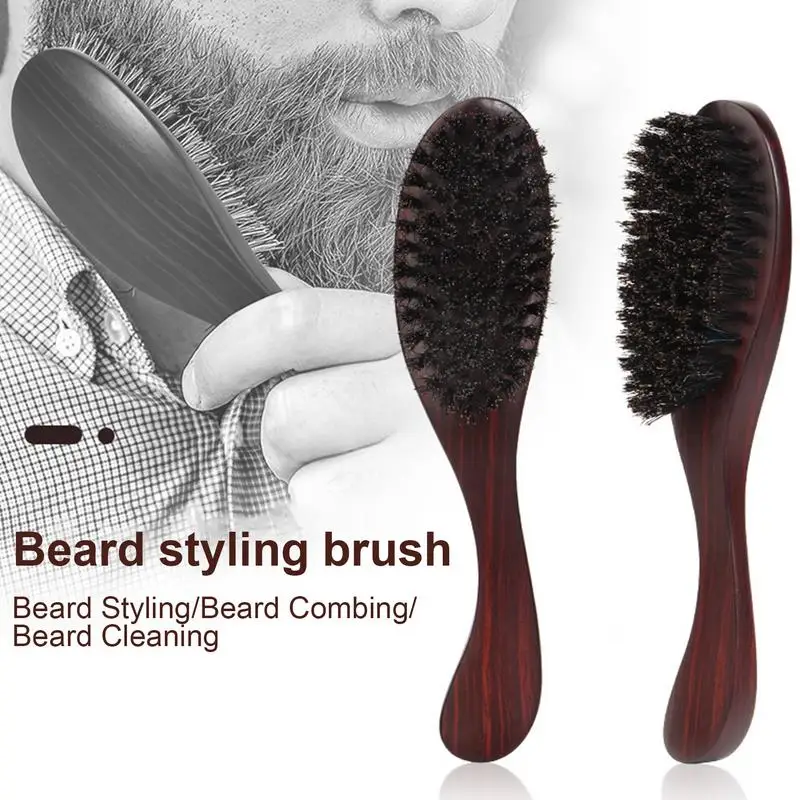 

Beard Brush Firm Bristles Wooden Mustache Grooming Brush Gift For Men Portable Facial Hair Comb Straightens Promote Beard Growth