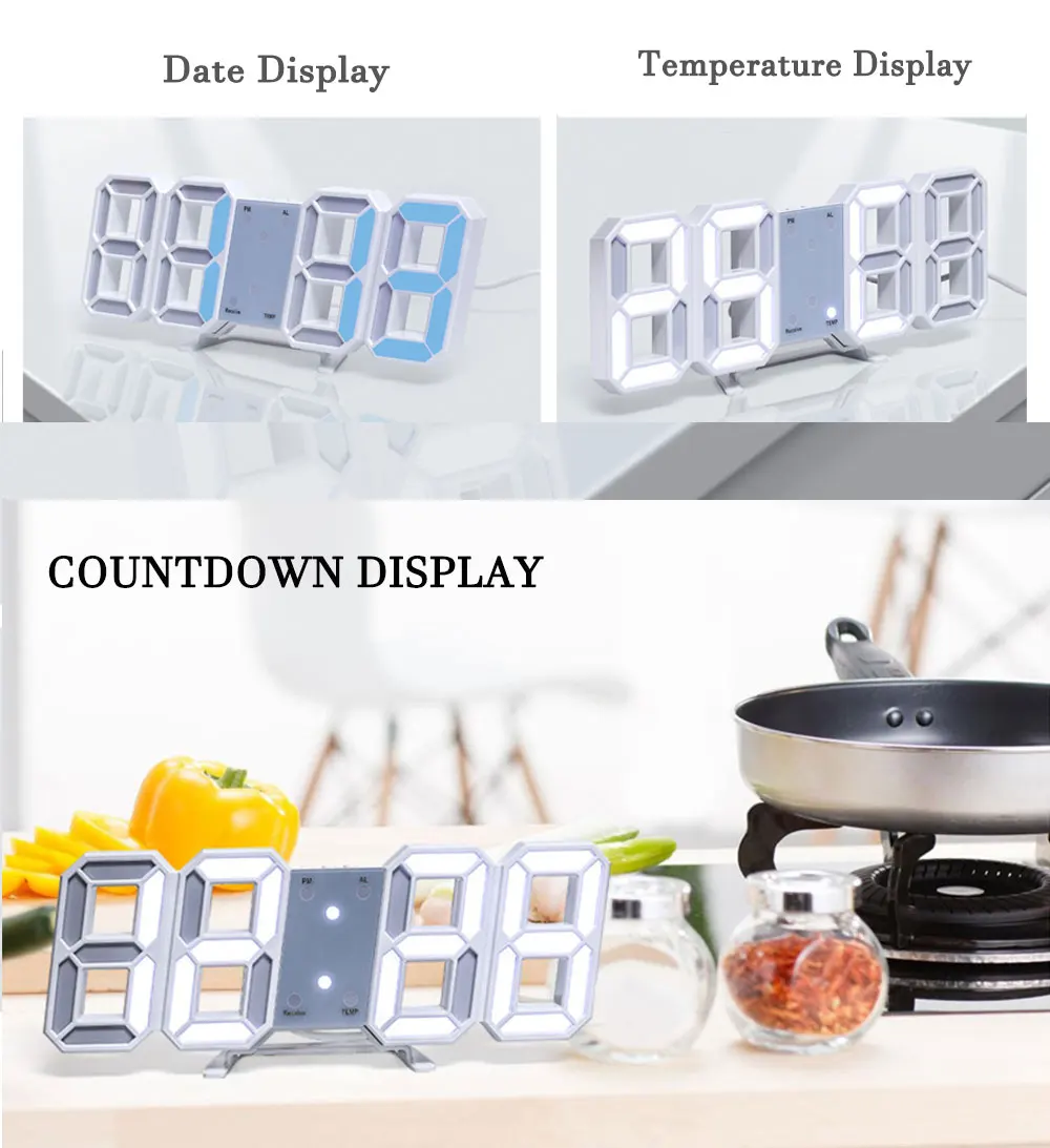 vintage wall clock LED Digital Alarm Clocks Wall Clock Desktop Snooze Clocks Calendar Thermometer Electronic Digital Clock  Room Living Room Decor photo clock