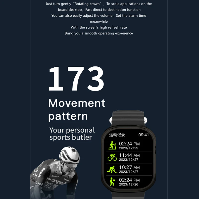 New AMOLED H15 Ultra+ Smart Watch 49MM 1GB ROM Series 10 Hello Plum ChatGPT BT Call Compass NFC Music Plus Sport Smartwatch Men