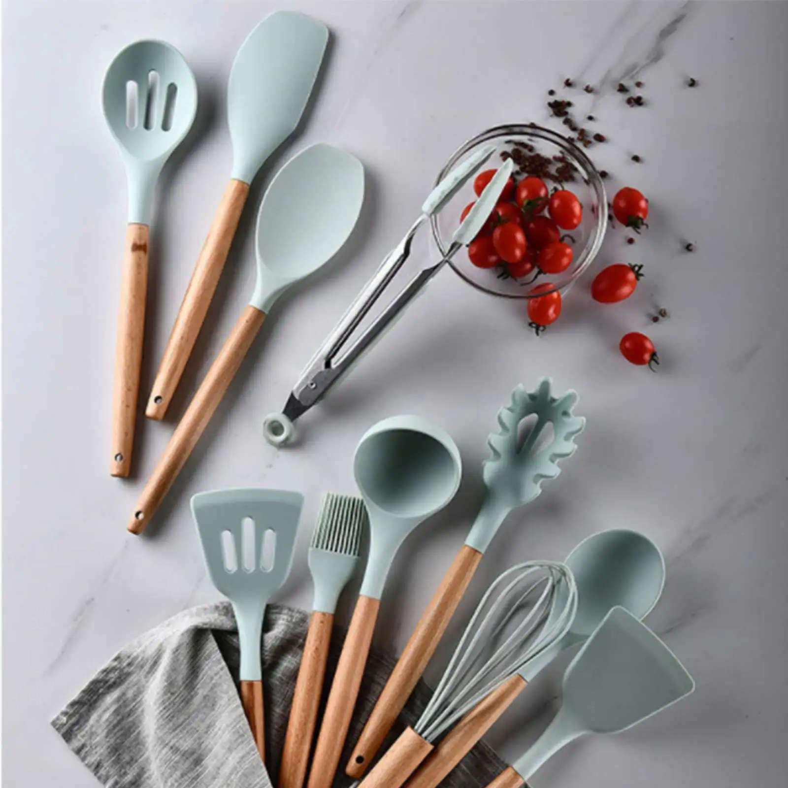 10/11PCS Silicone Kitchenware Non-stick Cookware Cooking Tool Spatula Ladle  Egg Beaters Shovel Spoon Soup Kitchen Utensils Set - AliExpress