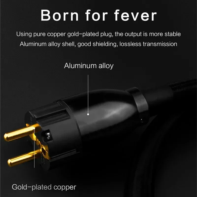HIFI EU Schuko 케이블 업그레이드 AC 전원 케이블 고품질 무산소 구리 커넥터 플러그 0.5M 1M 1.5M 2M 3M 5M 검정색