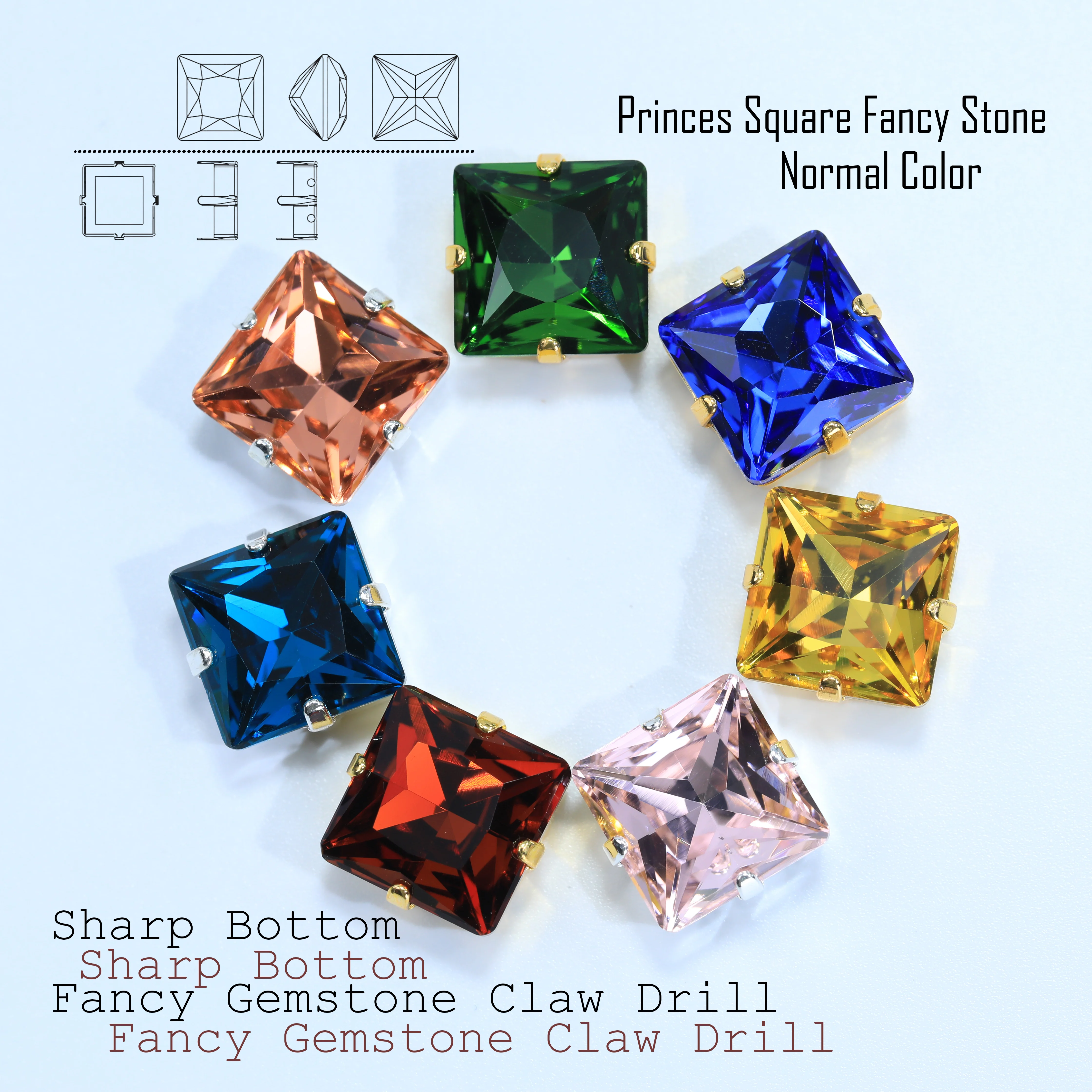 Princes Square Fancy Stone Krallenfassung Strasssteine in Normalfarbe für DIY-Nähhandwerk, Kleidungsdekoration, Schuh- und Taschenherstellung