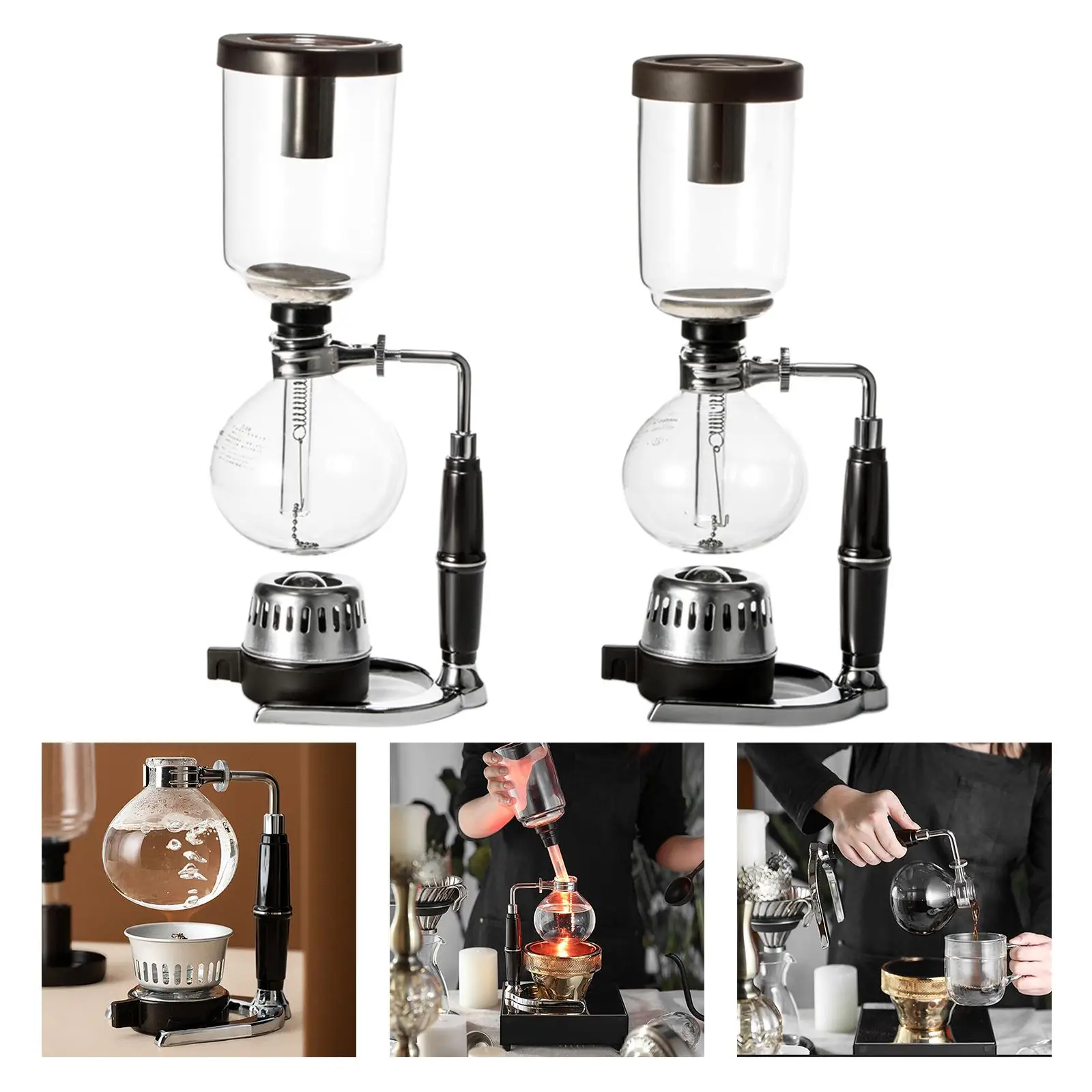 Glass Type Siphon Coffee Maker 3/5 Cups Vacuum Coffeemaker for Coffee Shop Office