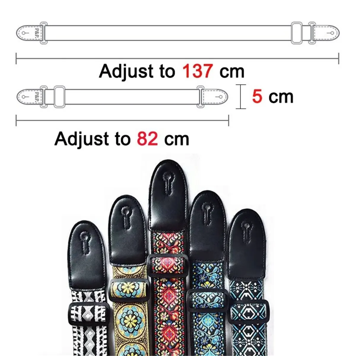 Description Picture 6 of itemEmbroidered Print Guitar Strap Vintage Ethnic Style Adjustable Strap for Folk Electric Guitar Bass Ukulele Guitar Accessories