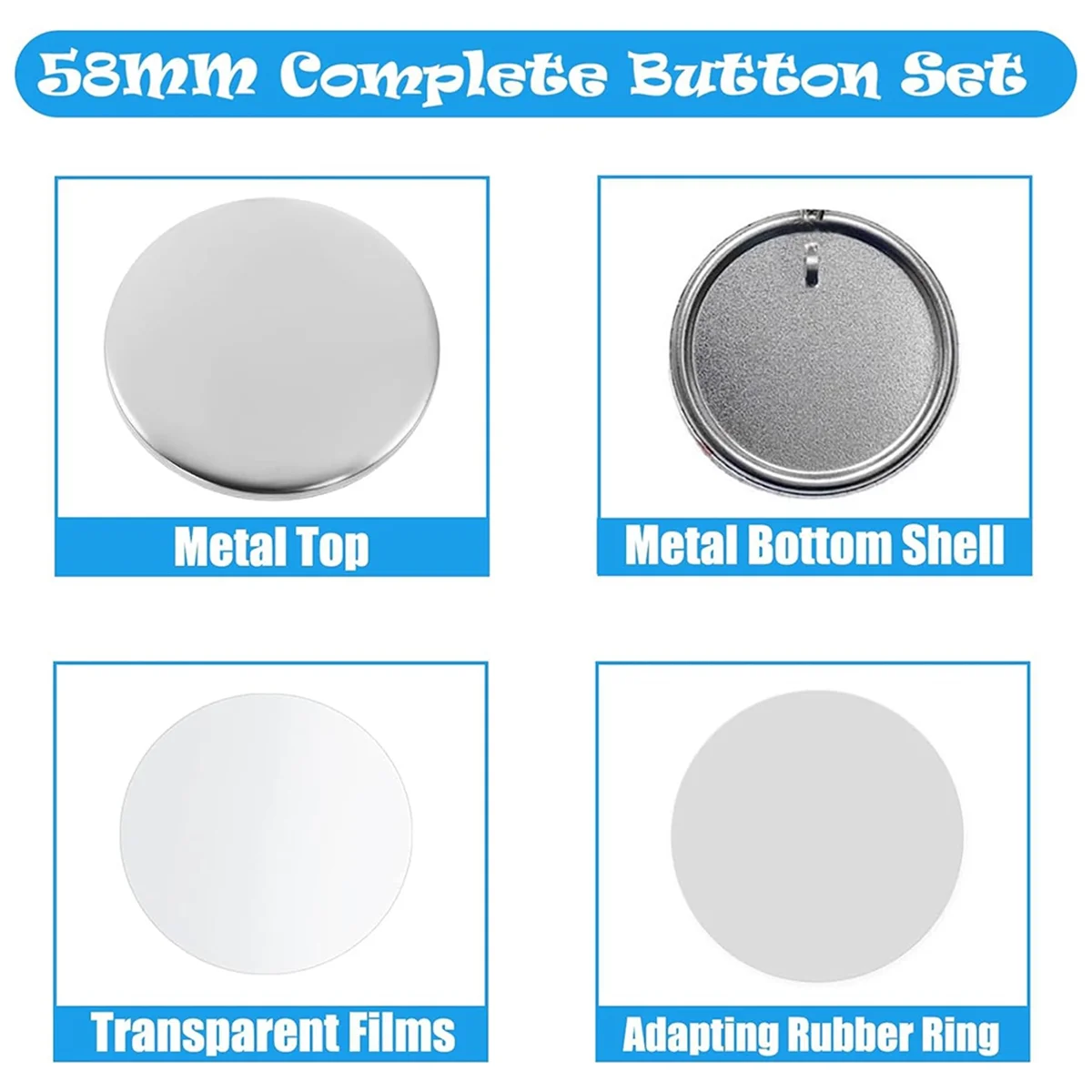 Button Maker Keychains Supplies,58mm/2.25 Inch Pin Making Kit for Button Maker Machine,Metal Button Badge SetsT99C 6