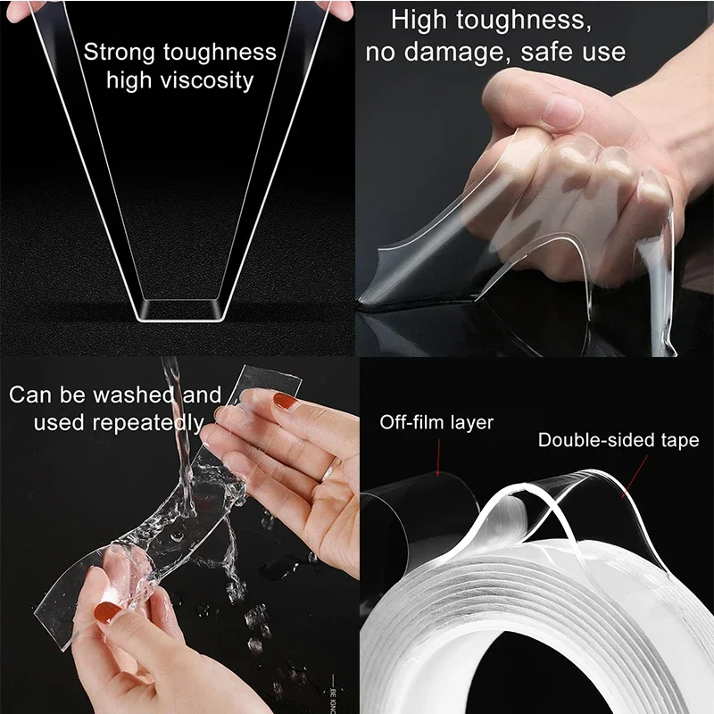 1/2/3/5m Nano Double Sided Adhesive Acrylic Suitable for Home Decoration