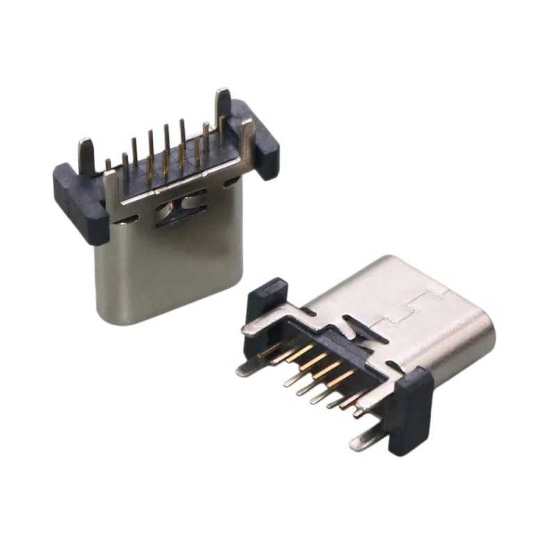 Vertical USB Type-C Female Port Connector – Adjustable Heights, 16-Pin