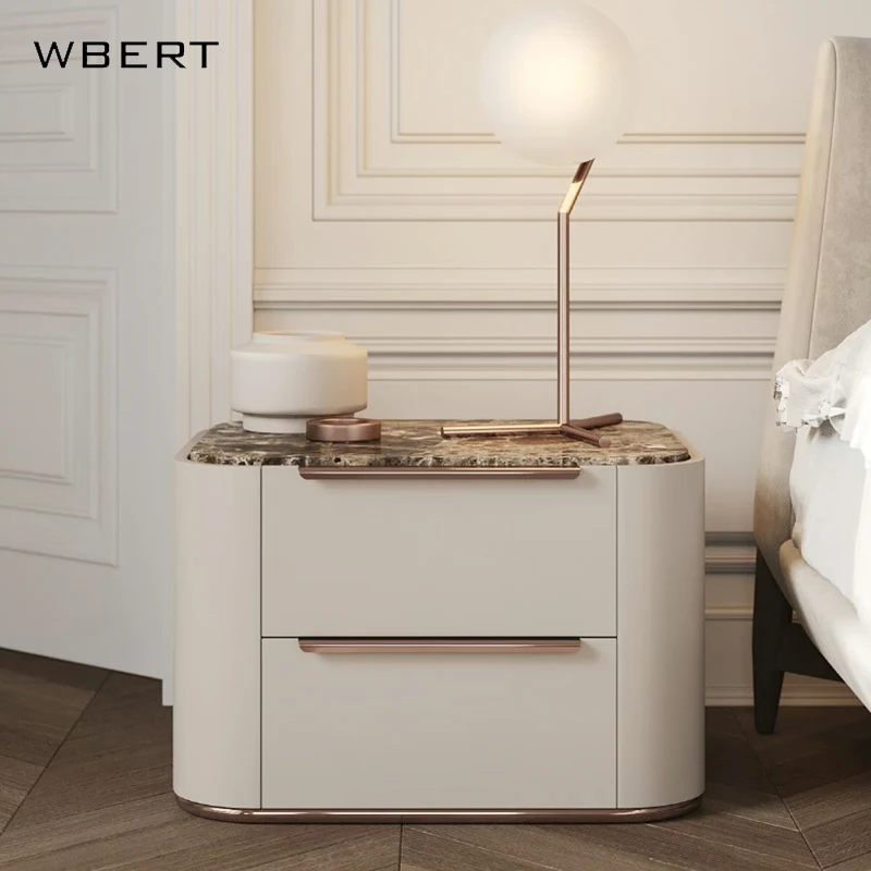 WBERT 모던 이탈리아 럭셔리 침실 가구, 고급 맞춤형 솔리드 우드 스퀘어 침대 옆 보관 캐비닛 디자인