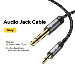 Premium 3.5mm to 6.5mm Audio Jack Cable - Male to Male Connector - 3m (Dark Gray)