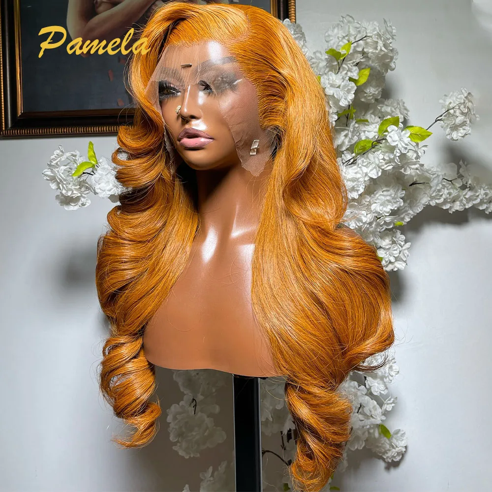 250 Density Body Wave Dark Yellow Color 13x4 Transparent Lace Front Human Hair Gluless Black Cherry Human Hair Ready To Wear