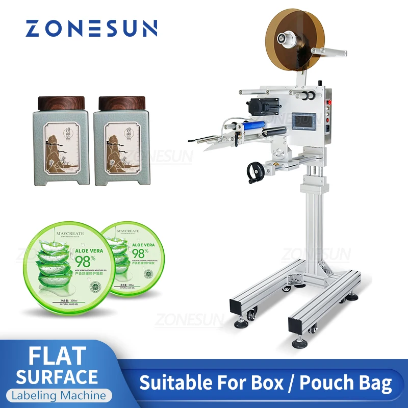 Zonesun Platte Oppervlak Etikettering Machine Cosmetica Card Box Packet Kartonnen Boek Kan Voedsel Label Applicator Voor Productie ZS-TB170