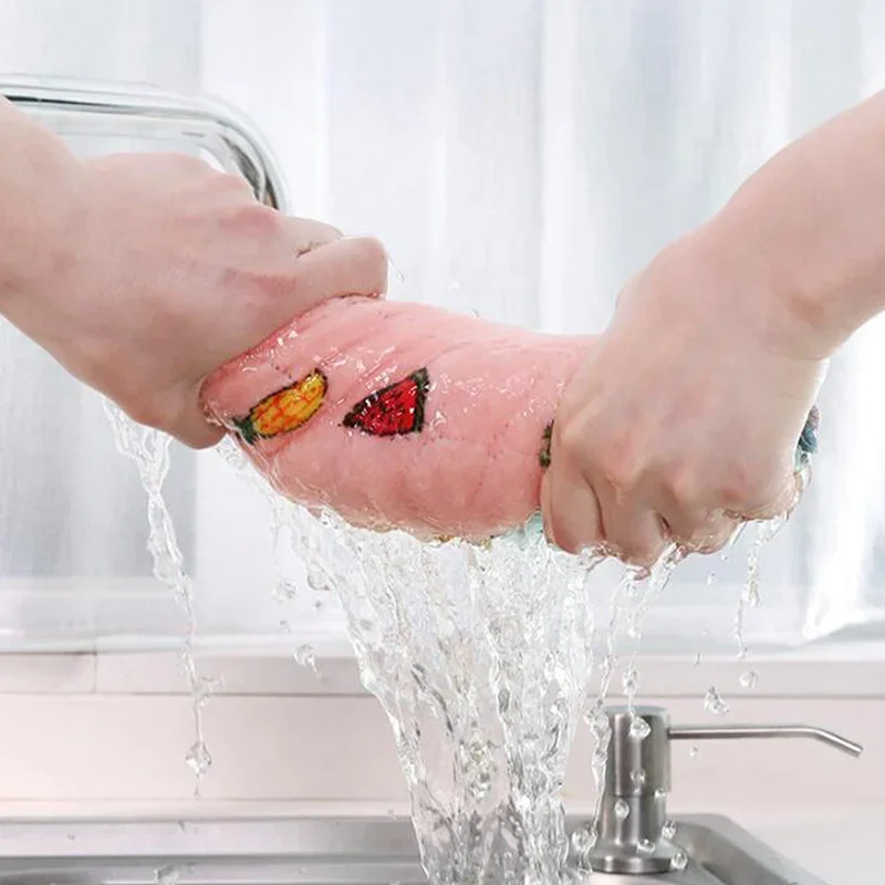 Reusable Kitchen Dishcloths Super Absorbent Coral Fleece Cleaning Cloths 3/5/10pcs Dish Sponge Cloths Washable Fast Drying Towel