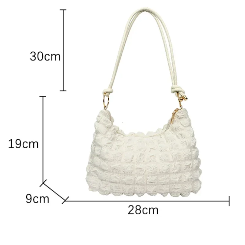 Canvas Wrinkle Bag for Women Shoulder Bags Pleated Bubbles Handbags Padded Casual Underarm Quilted Bag Tote Cloud Bag Purse