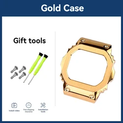 Elegant Stainless Steel Metal Watch Band & Case for Premium Watch Modification (Gold Single case)