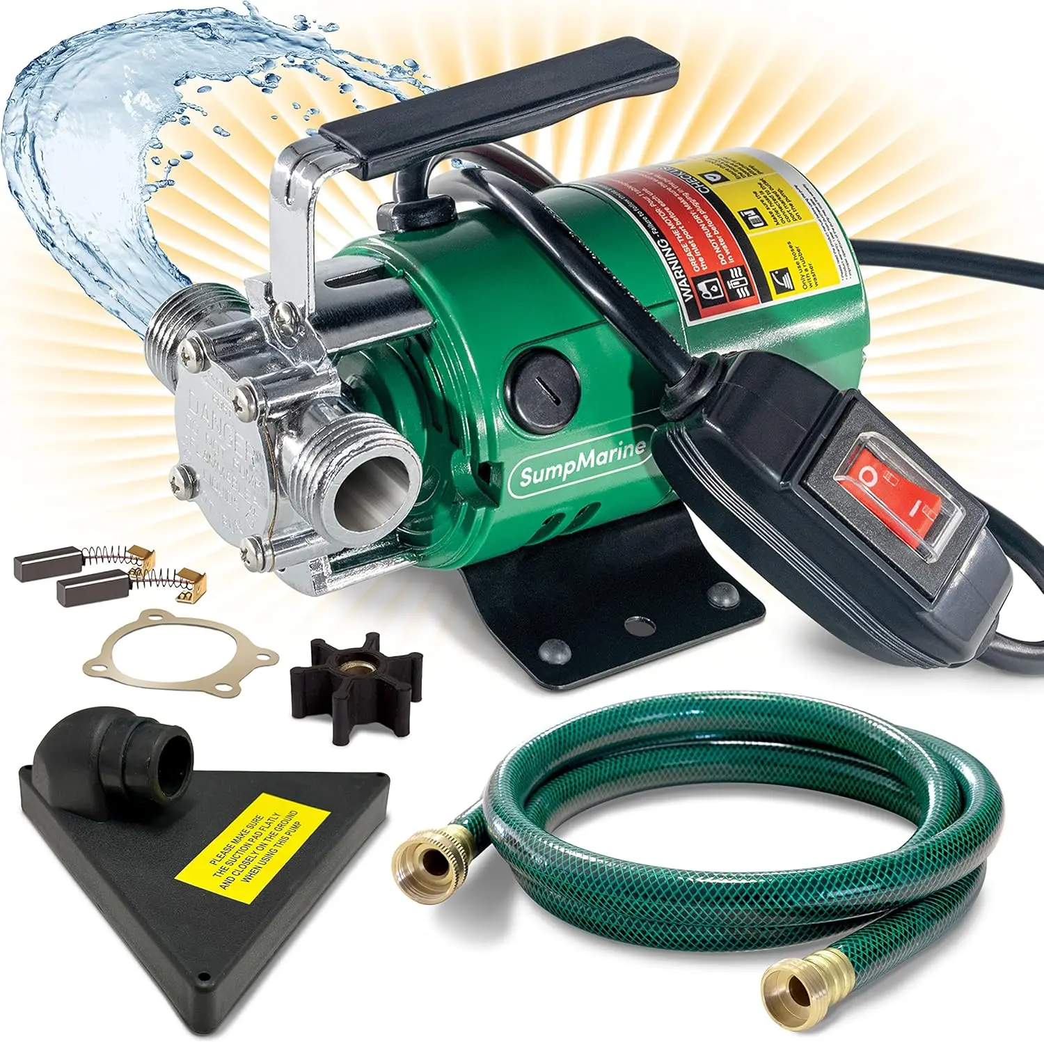 Water Transfer Pump 115V 330 Gallon Per Hour-Portable Electric Utility Pump with ON/OFF Switch and 6' Water Hose Kit