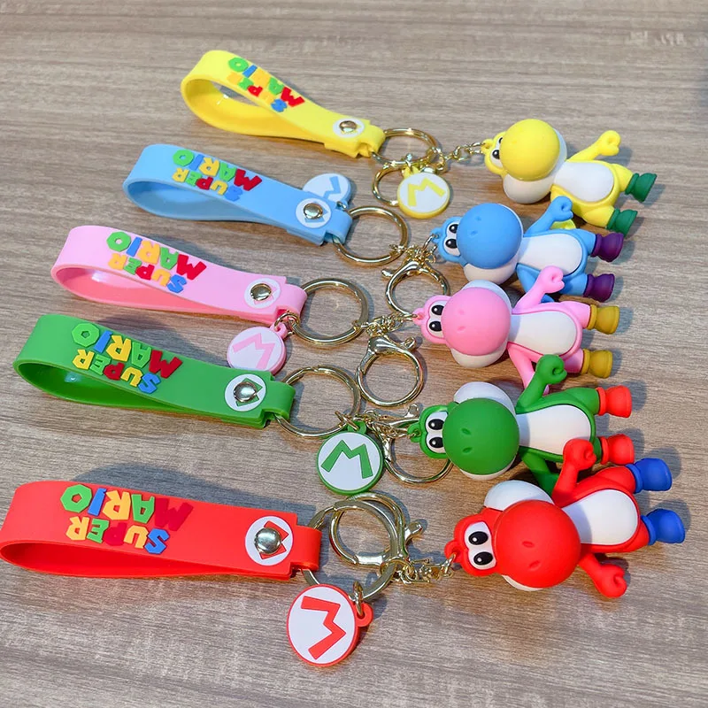 Super Mario Bros Keychain Anime Figure Toad Yoshi Car Decoration Backpack Pendant Accessories Kids