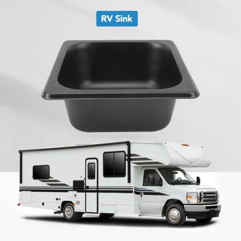 อ่างล้างจาน RV ขนาด 176 x 162 x 65 มม. ทำจากสแตนเลส 304 ชุบสีดำแบบดิ้น สำหรับเรือและรถบ้าน 2