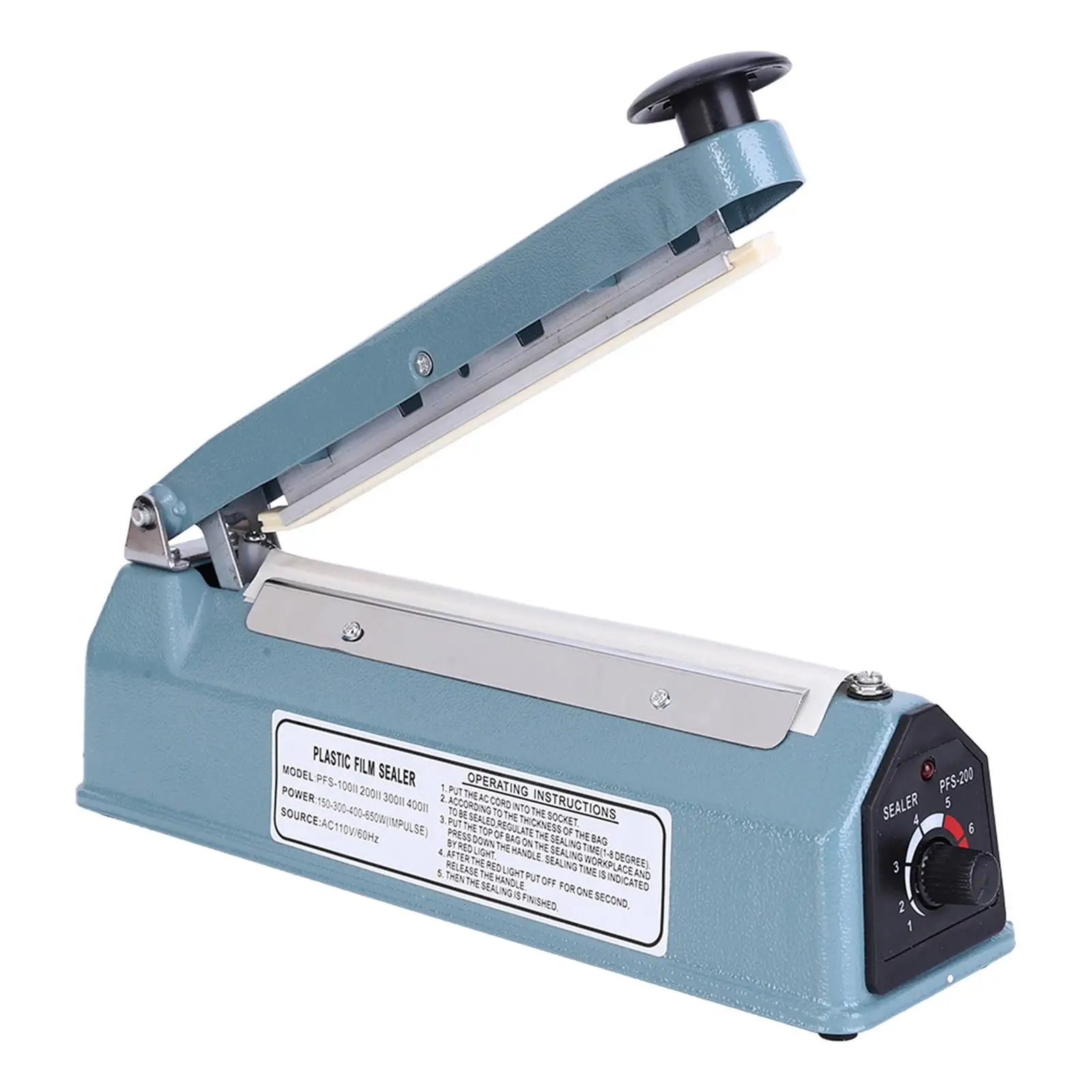 300W PFS-200I 8 Inch Manual Impulse Heat Sealer for Food Vacuum Packaging Bags