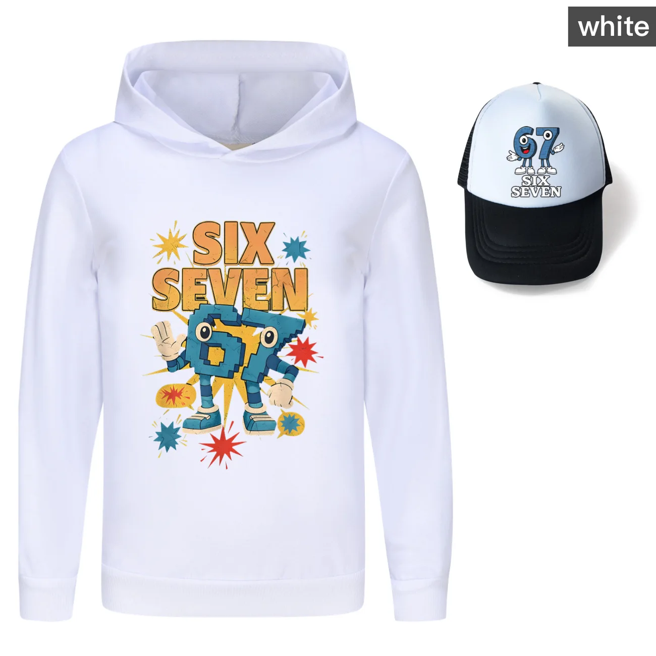 Steal A BrainRot Clothes  소녀 스웨트 셔츠 67 Six Seven Kids 캐주얼 후드티 아동용 긴 소매 아웃웨어 소년 스웨터+모자
