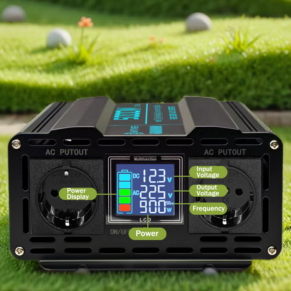 Inverter a Onda Sinusoidale Pura 12V/24V/48V/72V 220V 3000W/4000W/5000W Convertitore di Tensione DC-AC per Auto e Solare con Caricabatterie - immagine 5