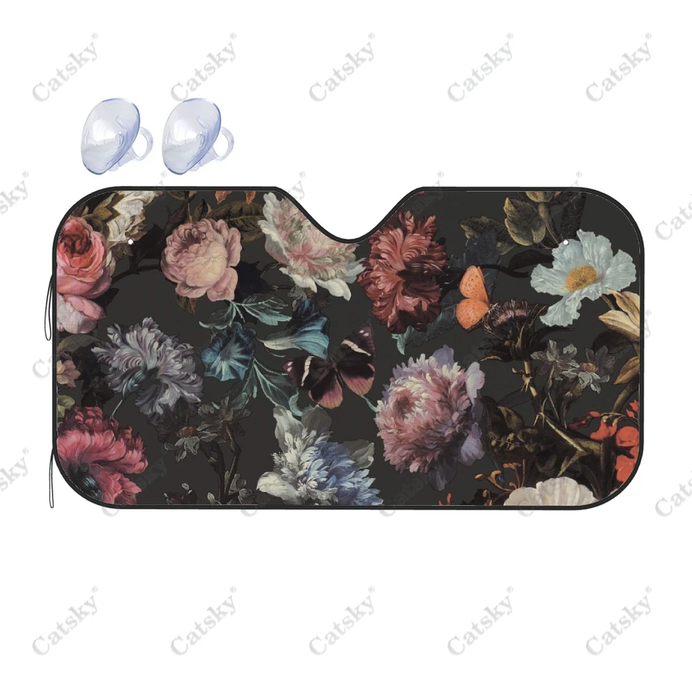 

Vintage Bohemian Flowers Print Car Accessories Windshield Sunshade Foldable Sunvisor Protect Sunshade for SUV Gift for Car Lover