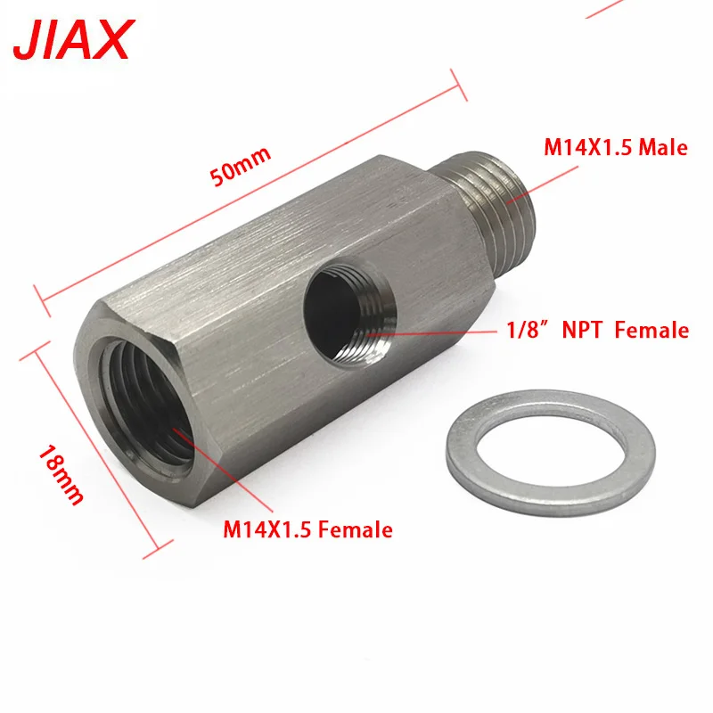 Oil Pressure Sensor Tee Adapter 1/8NPT 1/8BSPT M10 M14 M12 1.5 to 1/8 NPT Turbo Supply Feed Line Gauge 4