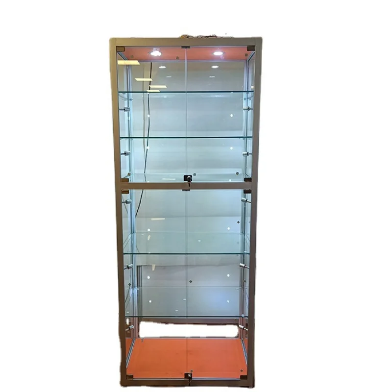 Custom. tempered glass high quality LED light display cabinet used glass display cabinet showcase for market Display