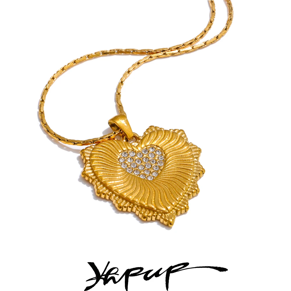 Yhpup Stainless Steel Zircon Necklace 18K PVD Plated Jewelry Accessories