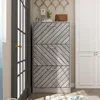 Modern Shoe Cabinet with 3 Flip Drawers, Freestanding Shoe Storage Cabinet, Slanted Design, Shoe Storage Organizer for Hallway 3