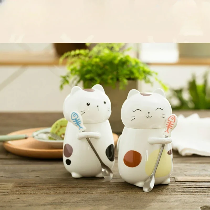 

Очень милая трехмерная Милая керамическая чашка для воды с изображением животного кота креативная кружка большой емкости с крышкой кофейная чашка для пары