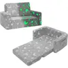 Toddler Couch 2 in 1 Folding Kids Sofa Glow in The Dark Comfy Sleeper Chair Plush Toddler Chair Indoor Kids Furniture 2