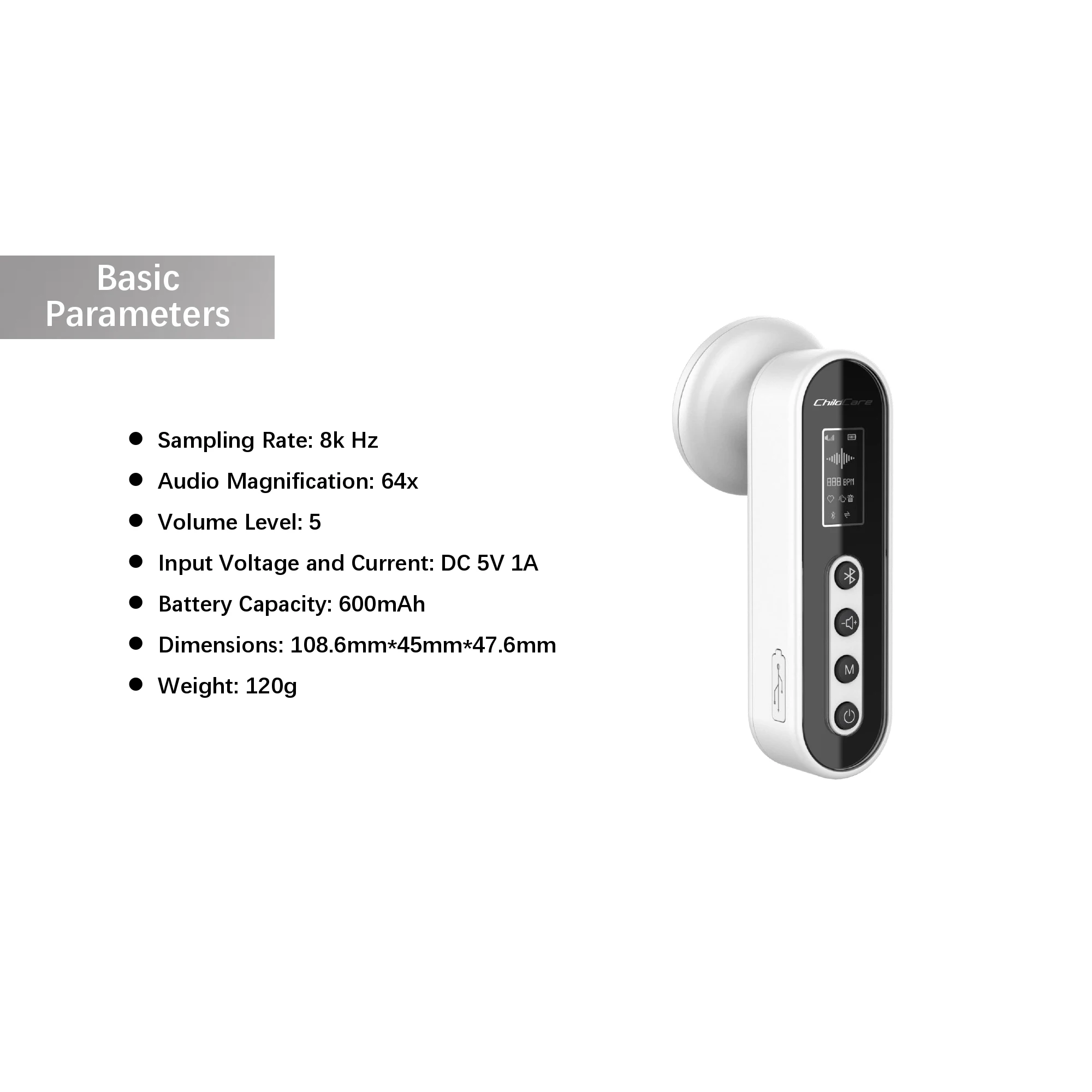 Medical Bluetooth Stethoscope Cardiopulmonary Recording Stethoscope 60 Times Amplify Sound Doctors Nurse Health Care