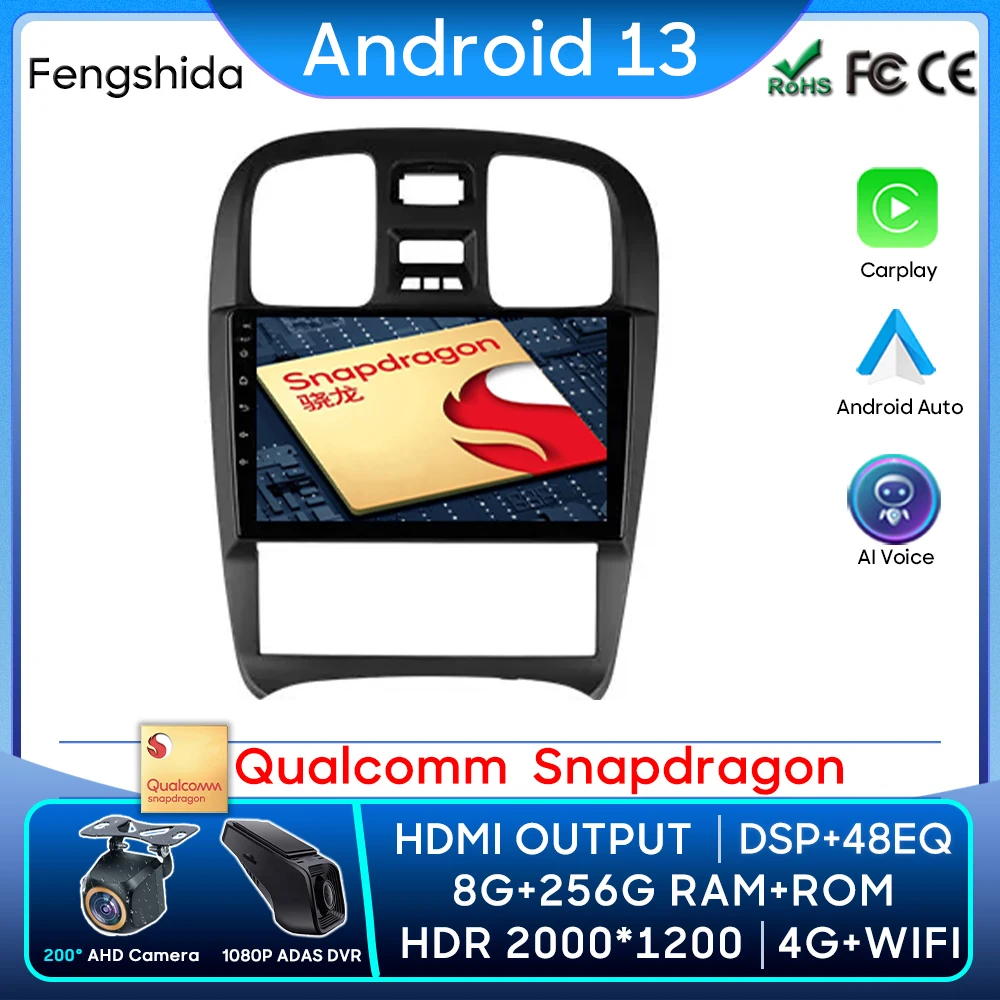

Автомагнитола для Hyundai Sonata EF 2001-2012, автомагнитола Carplay с GPS-навигацией, Android, авто, Wi-Fi, стерео, 2din, мультимедийный плеер