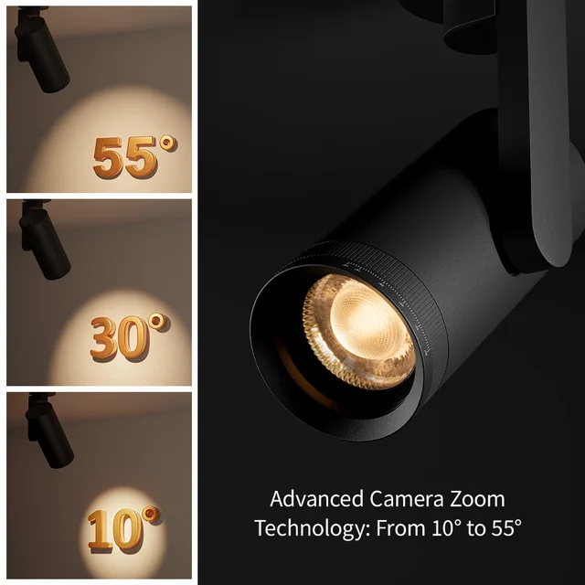Aisilan สปอตไลท์เพดาน LED หรี่แสงได้ Zoomable ปรับมุมลําแสงแคบ 10-55 °    ไฟโฟกัสสําหรับตู้โชว์โคมไฟสําเนียงฝาผนัง 1
