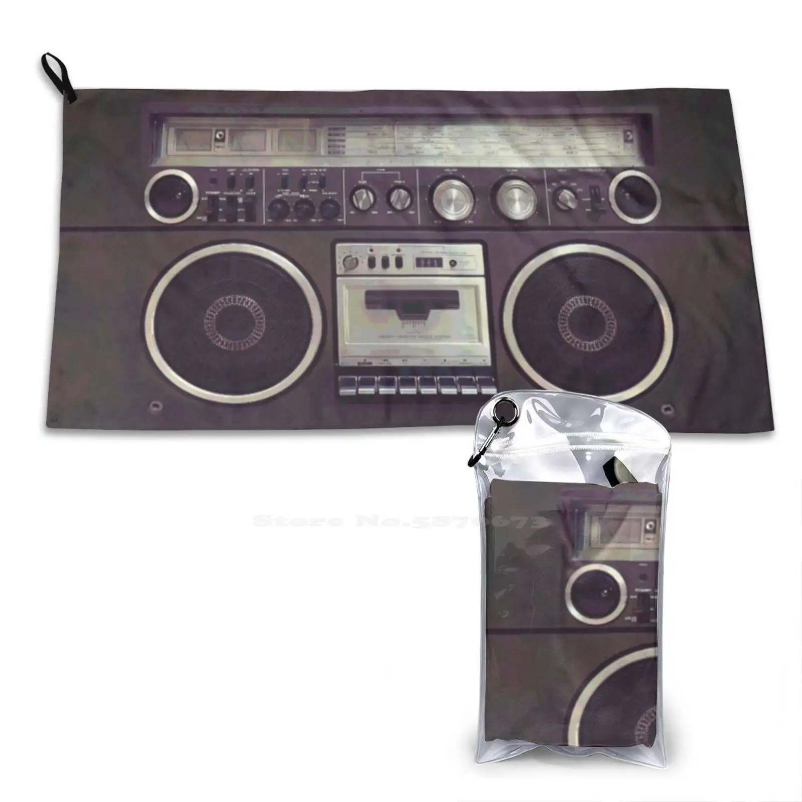 80S Retro Boombox Cassette Player Stampa 3D Asciugamano Da Bagno Forte Assorbimento D'Acqua Cassetta Retro Boombox Music Hood Blaster Tape