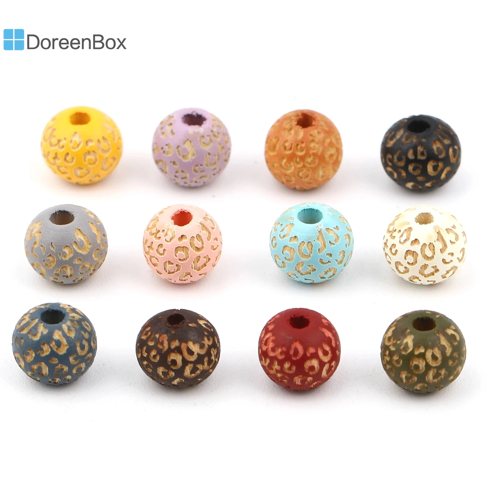 Doreen Box Natural Wooden Beads Round Balls 10mm Leopard Print Spacer Jewelry Making DIY Bracelet Necklace 20 Cs | Украшения и