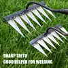 Carbon Steel Garden Hand Rake Tines Rake Dethatching Weeding Acreage Rake Rock Gravel Root Garden Tools 4/5/6/7 Tines 1