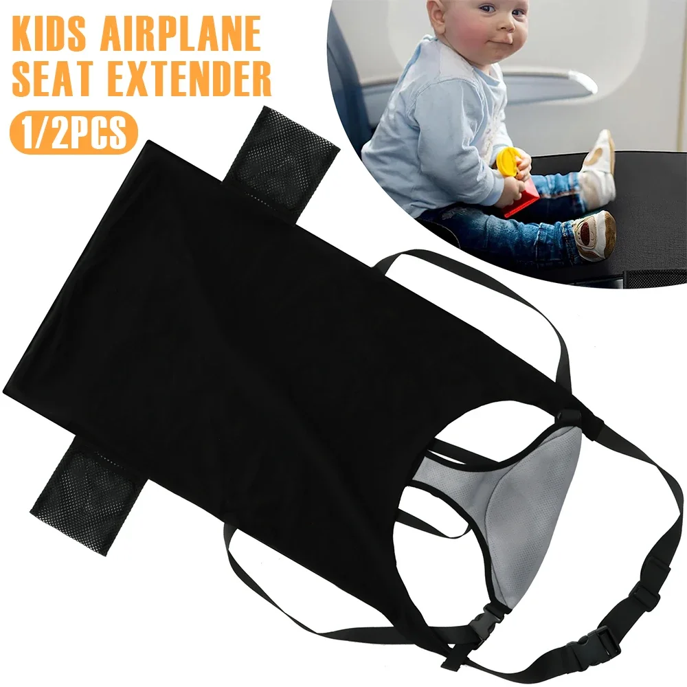 1/2Pcs Kids Airplane Seat Extender Polyester Toddler Airplane Bed with Side Pocket Comfort Breathable Travel Foot Rest Hammock