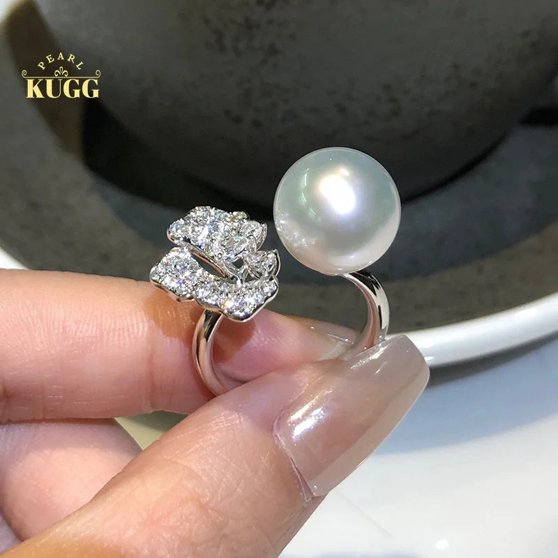 

Кольца KUGG PEARL18K из белого золота, роскошные романтические дизайнерские кольца 12-13 мм из натурального австралийского белого жемчуга для женщин, для банкетов