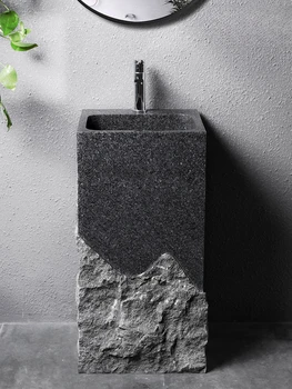 Whole Stone Column Basin, Outdoor Courtyard, Floor Standing Light Luxury Washbasin, Household Balcony, Stone Sink