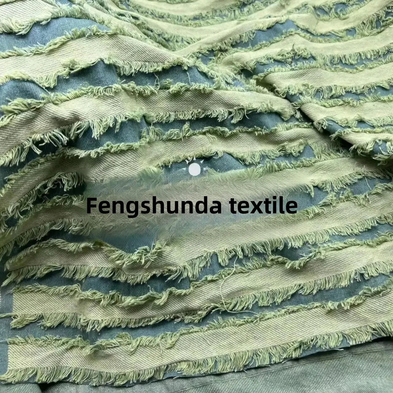 Washed Denim Fabric with Scissors Cut Flowers for Clothes Such as Pants Coats Skirts And Bags Chinese Origin Clothing Material