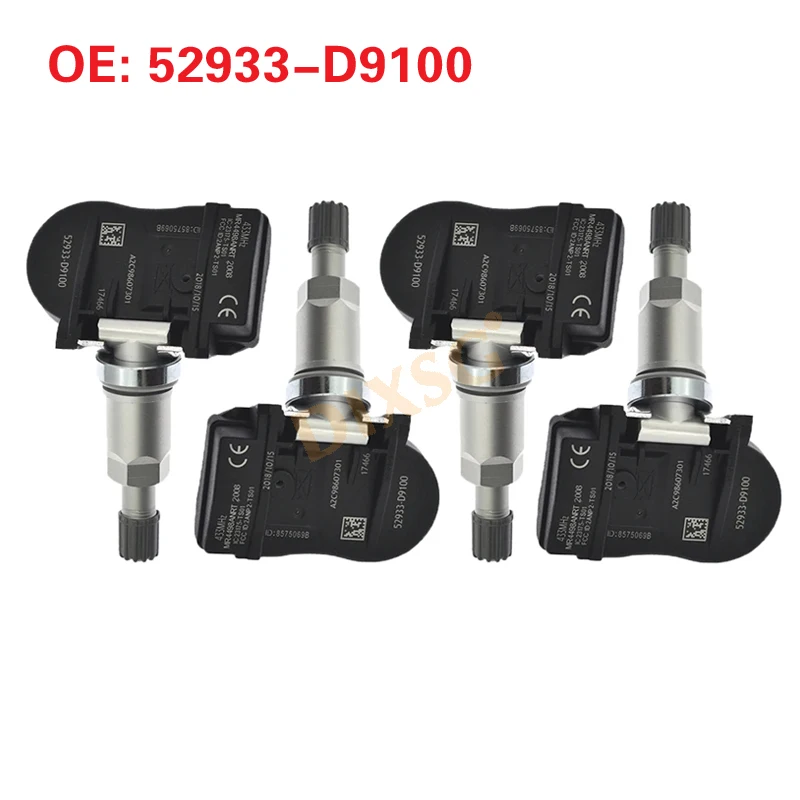 4Pcs Tire Pressure Monitor Sensor 52933-D9100 For KIA Sportage K7 KX5 Picanto Hyundai Genesis in Stock 52933D9100 TPMS Sensor