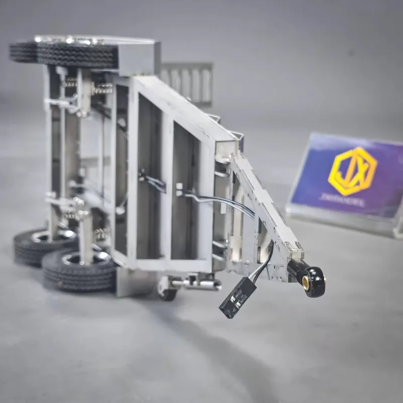 RC 1/14 2-Achsen-Anhänger für Bagger-Stützfüße Edelstahl-Heckklappe Fast Montiert für Tamiya Tripper Truck DIY-Teile – Detail 6