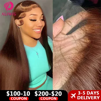Chocolate Brown Lace Front Human Hair Wigs 100% Brazilian Straight Colored HD Full Lace Wig 13x4 13x6 Lace Frontal Wigs On Sale