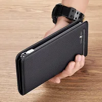 Cowhide mobile phone bag large capacity card bag Leather wallet Men's long multi-functional large capacity business men 1