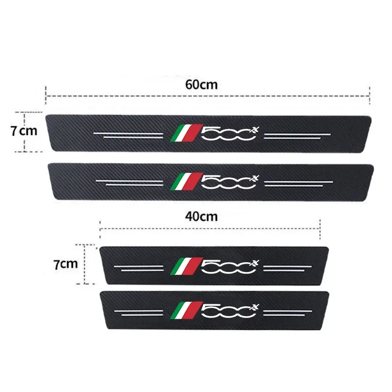 thumbnail image 1 of Placa protectora para umbral de puerta delantera y trasera de coche, para Fiat 500x 500, pedal de bienvenida de fibra de carbono, calcomanías protectoras para parachoques de maletero, 1 of 4