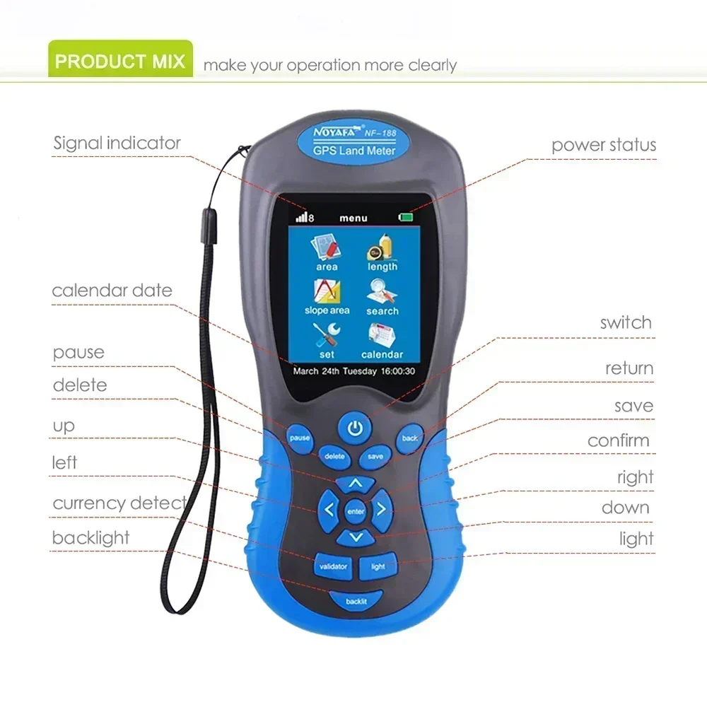 GPS Land area meter measure device with USB Navigation Track Calculation Meter For Farm Land Mapping Network tool ZHOUCE NF-188