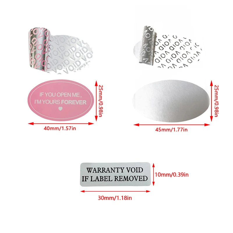 100-Piece Tamper-Proof Warranty Protection Stickers - Secure Adhesive Seals