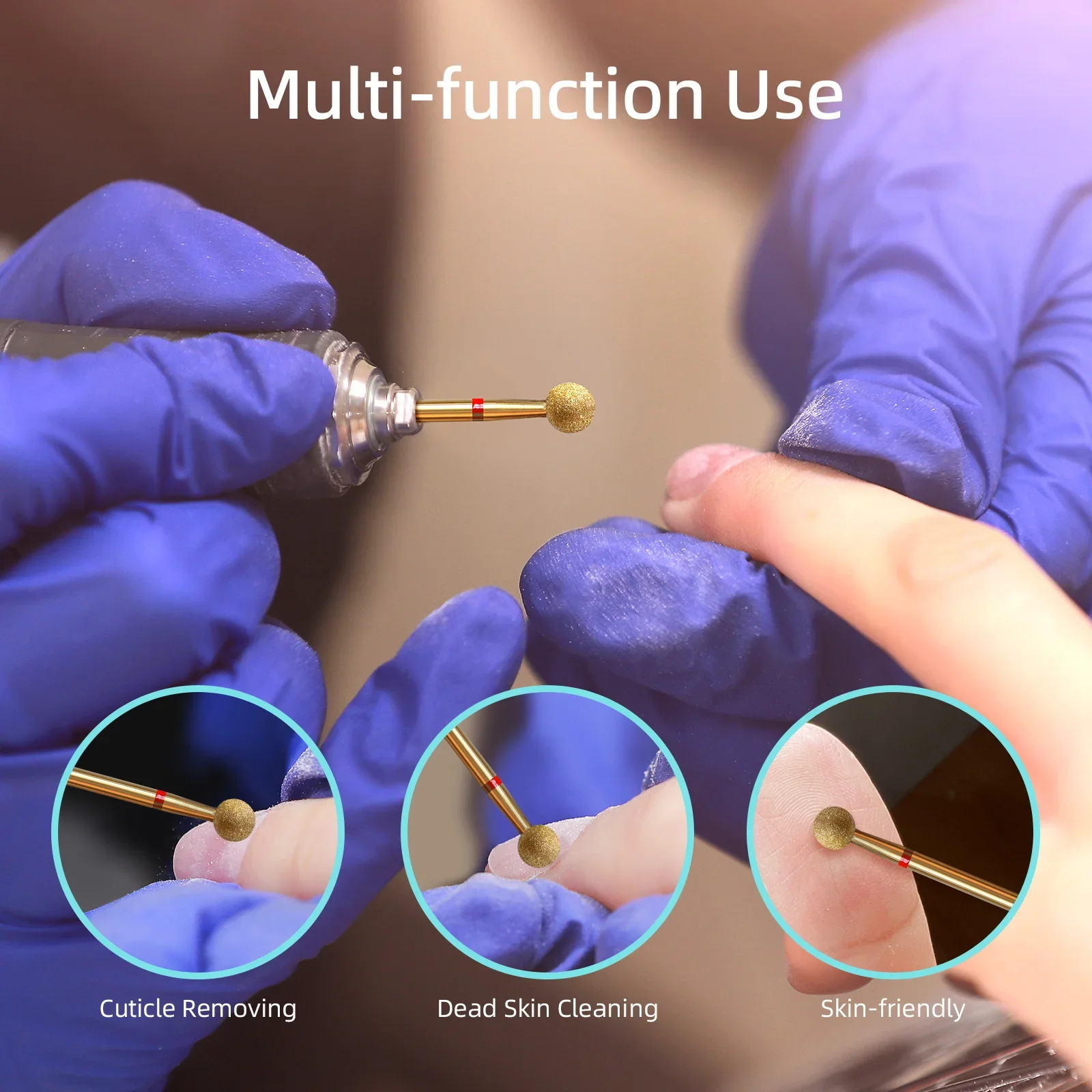 HYTOOS 5mm nail drill bit Ball Cuticle Clean Nail Drill Bit Titanium Russian Diamond Nail Bits Cleaner Accessories Tool for Dead Skin