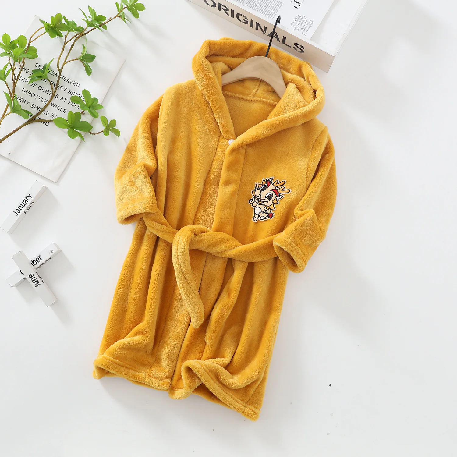 Long Sleeve Hooded Children's Bathrobe Cartoon Panda Kids Robe Lovely Animal Boy Bath Robe Spring Autumn Girls Bathrobe